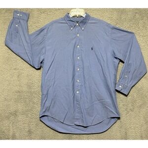 Ralph Lauren Yarmouth Cotton Oxford Blue Classic Mens Long Sleeve 17 34/35 Polo